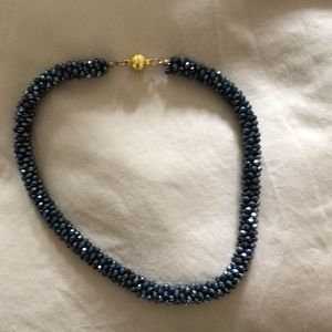 Black crystal choker necklace